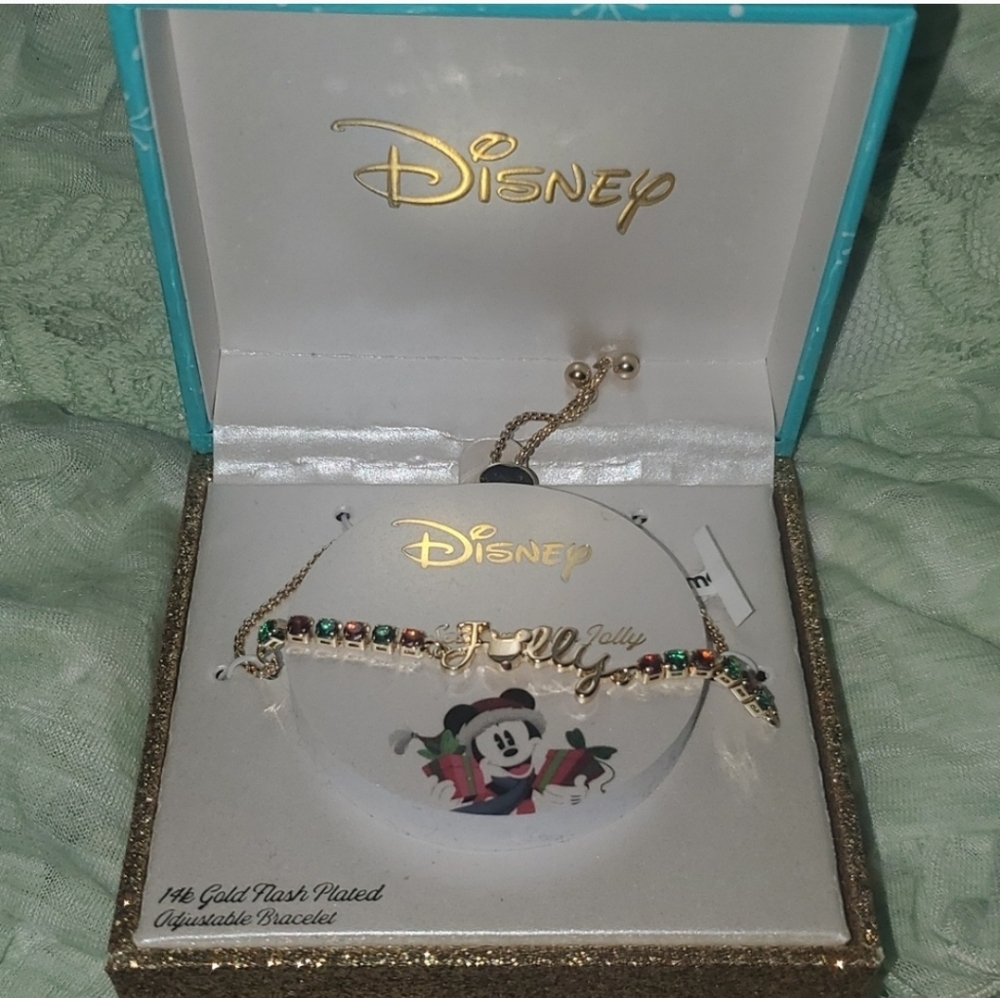 NIB DISNEY Tis the season to be Jolly' Gold Bracelet Brand new in box